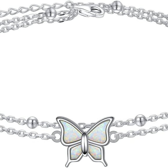 Anklet for Women S925 Sterling Silver Adjustable Foot Beaded Heart Charm Ankle B